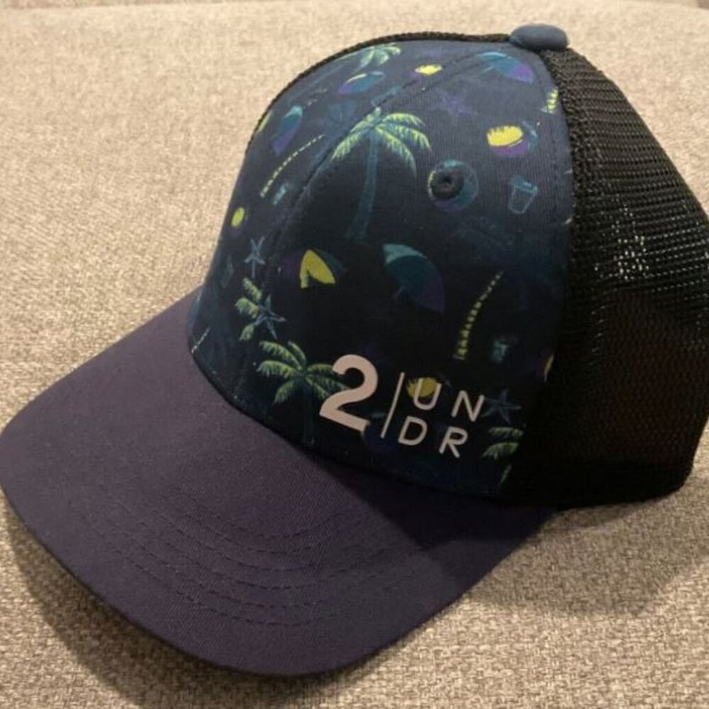2UNDR SNAP BACK MESH PRINT TRUCKER HAT - MIDNIGHT OASIS Golf NEW Cotton blend